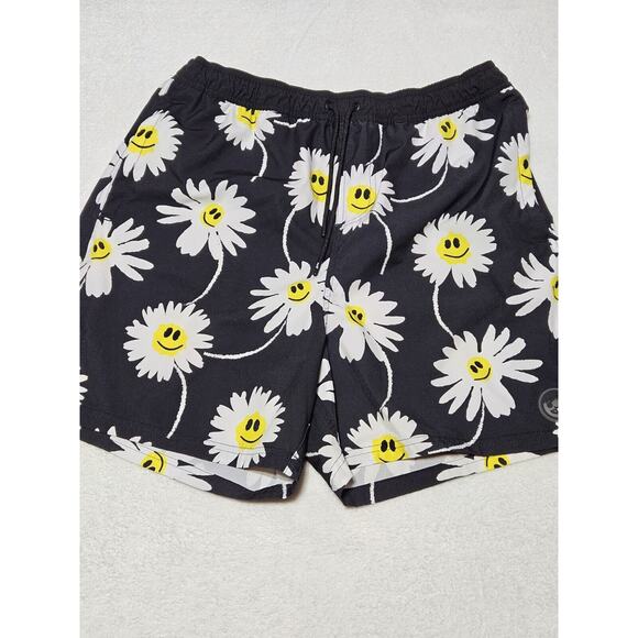 Neff Other - Neff Board Shorts Mens XL Black White Sunflower Smiley Face Beach Swim Trunks